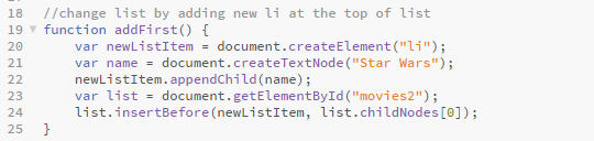 code to add new item to top of list