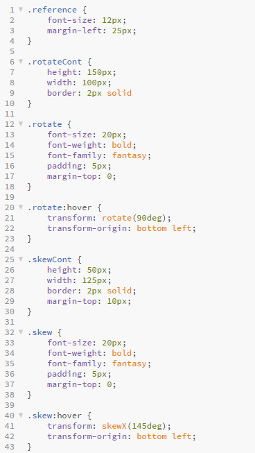 CSS code for 2D transform